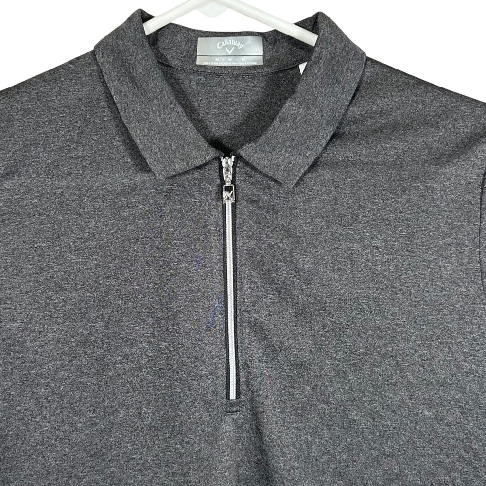 Callaway Womens Opti-Dri Quarter Zip Golf Polo‎ Shirt Black Heather Medium NEW